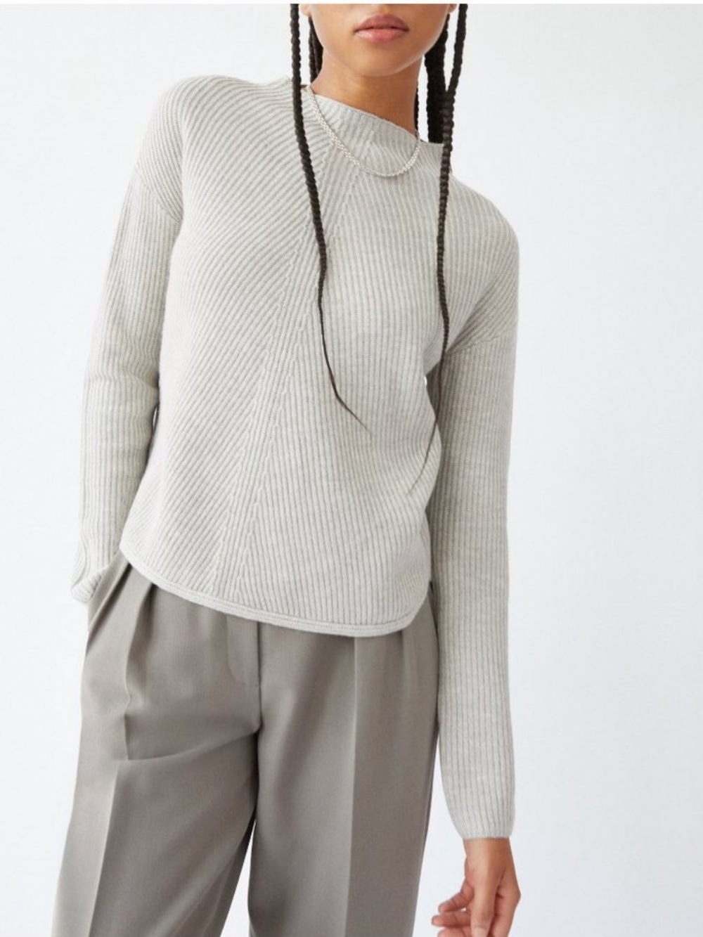 Aritzia Babaton Chalmers Sweater Mock-neck gray Size small soft wool linen blend